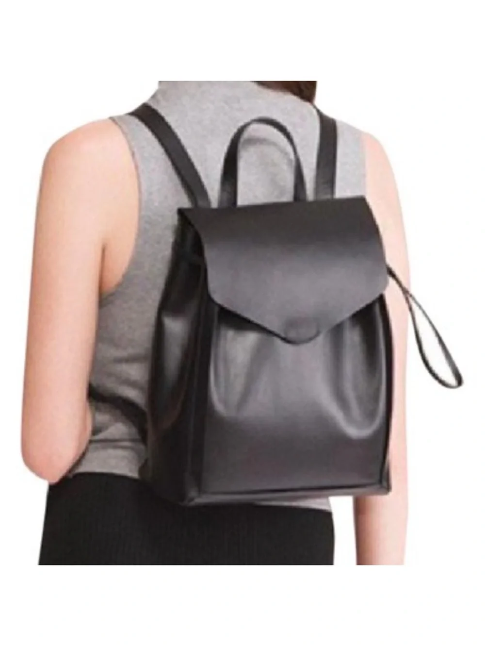 Loeffler Randall Black Leather Backpack with Top Handle